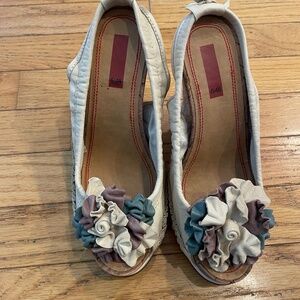 Saks 5th Ave 5/48 Leather Wedge Espadrilles Sandal Size 6.5